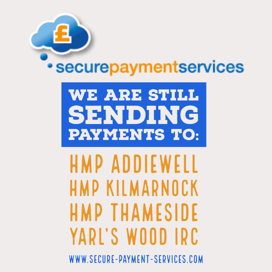 PrisonTechnolog's tweet photo. Do you know you can send money to a #prisoner in one of 4 locations?
@HMPAddiewell #HMPKilmarnock @HMPThameside #YarlsWoodIRC
https://t.co/pduYOvT517
#prison #SecurePaymentServices @UnilinkSW https://t.co/sfmXypy9AV