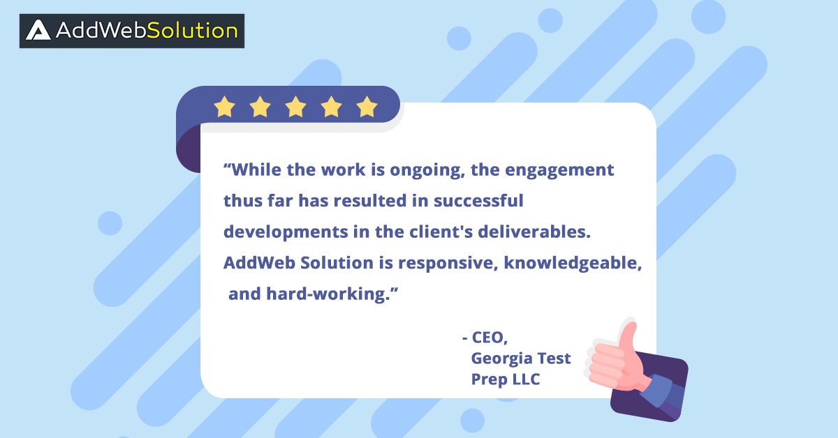 AddWebSolution's tweet photo. #AddWebSolution is fortunate to have formed meaningful #partnerships with our #clients. We care and it reflects in our work. We just follow Our Mantra: “Client Happiness”.

Here’s what one of our esteemed clients have to say about us! https://t.co/RoKCGGsqDY

#Education #tech https://t.co/2ATo2To8gG