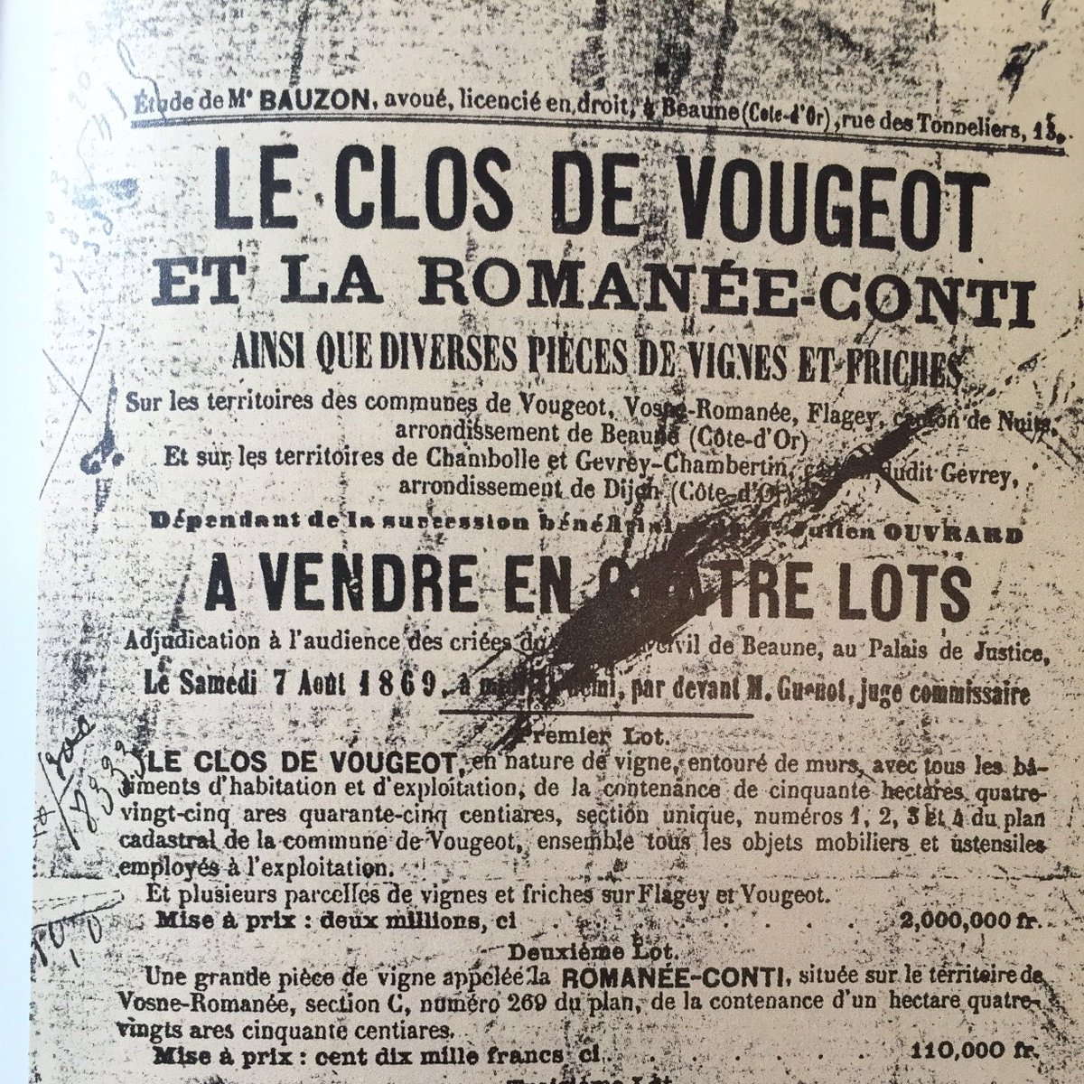giosommelier's tweet photo. En 1887 le #closdevougeot est mise en vente, la famille De Villaine s’y intéresse mais la vente est en période de chasse...#chiccawine https://t.co/KOQCi7guDe