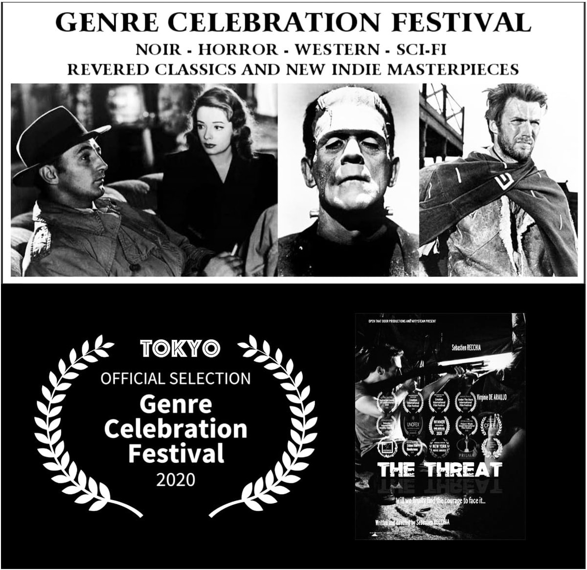 News! 14th Official selection!
The Threat has been selected by GENRE CELEBRATION FESTIVAL 2020, Tokyo, Japan 🇯🇵📽🎬
We are really honored, thank you to the Festival Jury and congratulations to the Film cast &amp; crew!
