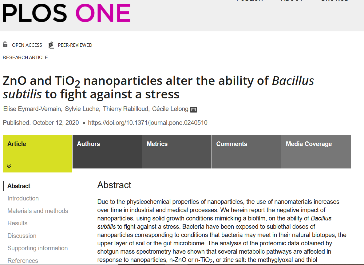Labex Serenade (@labexserenade) on Twitter photo New #scientific #article. ZnO and TiO2 #nanoparticles may have influence on Bacillus subtilis biotope. 👉bit.ly/36XT1A8. <a href="/LabexSerenade/">Labex Serenade</a> <a href="/UGrenobleAlpes/">Université Grenoble Alpes</a> <a href="/CEA_Officiel/">CEA</a> <a href="/CNRS/">CNRS 🌍</a> New #scientific #article. ZnO and TiO2 #nanoparticles may have influence on Bacillus subtilis biotope. 👉bit.ly/36XT1A8. <a href="/LabexSerenade/">Labex Serenade</a> <a href="/UGrenobleAlpes/">Université Grenoble Alpes</a> <a href="/CEA_Officiel/">CEA</a> <a href="/CNRS/">CNRS 🌍</a>