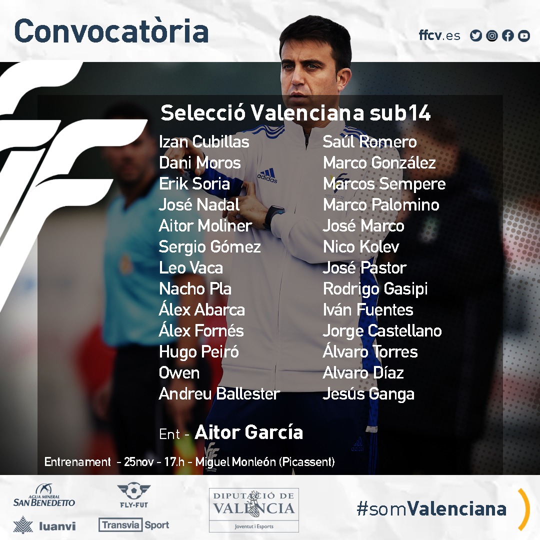FFCV_info's tweet photo. | FUTBOL |

📝 Convocatoria Selecció Valenciana sub14 masculina de fútbol de @rivaitor10 

📎 https://t.co/xX5RhFLboe

#SomValenciana🔹🔸❤️ https://t.co/nTUeM64k7d