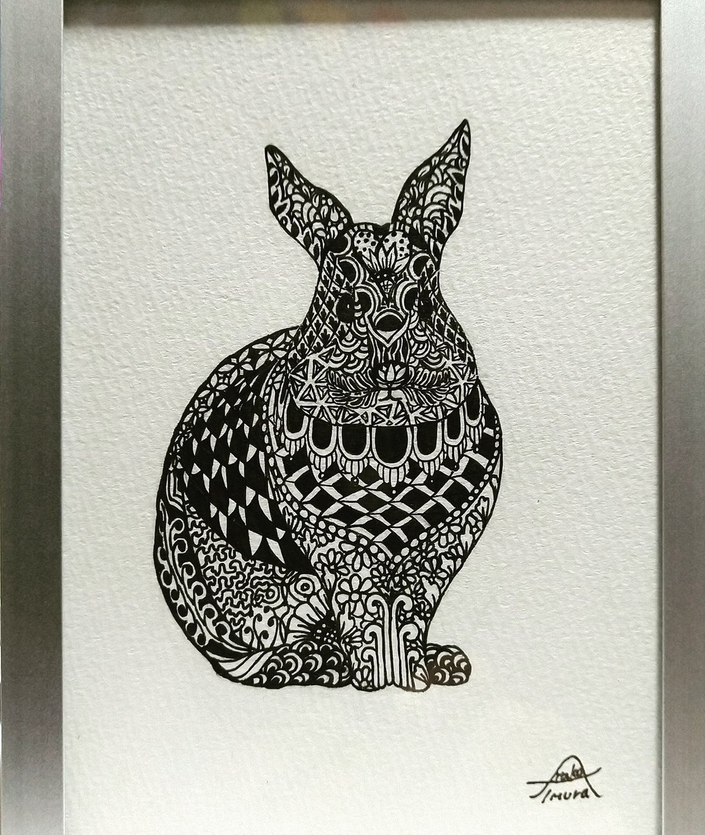 KillyMirror's tweet photo. ポストカードサイズの紙に
ウサギ描きました。

#killymirrorfactory #art #zentangle #penart #illustration #drawing #rabbit #animal #netherlanddwarf 
#アート #ゼンタングル #ペン画 #絵 #イラスト #うさぎ #ネザーランドドワーフ https://t.co/eScFjb7twB