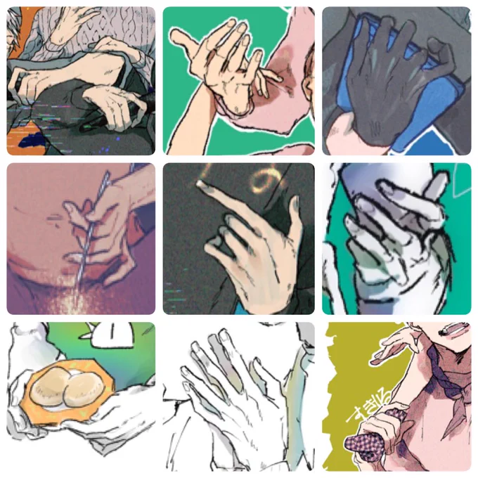 最近描いた絵の手たち気に入ってるので見てほしい 2枚目は過去絵のお気に入り手 