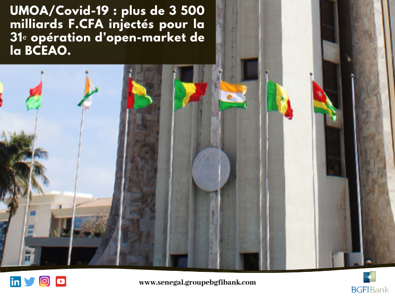 La BCEAO a injecté, le 16 novembre dernier, pour sa 31ᵉ opération d’open-market depuis la propagation de la Covid-19, dans la sous-région, plus de 3572 Milliards de F. CFA. Pour en savoir plus, cliquez ici : lnkd.in/djnHAcU
#BGFIBank_SN #money #finance #tips #investing