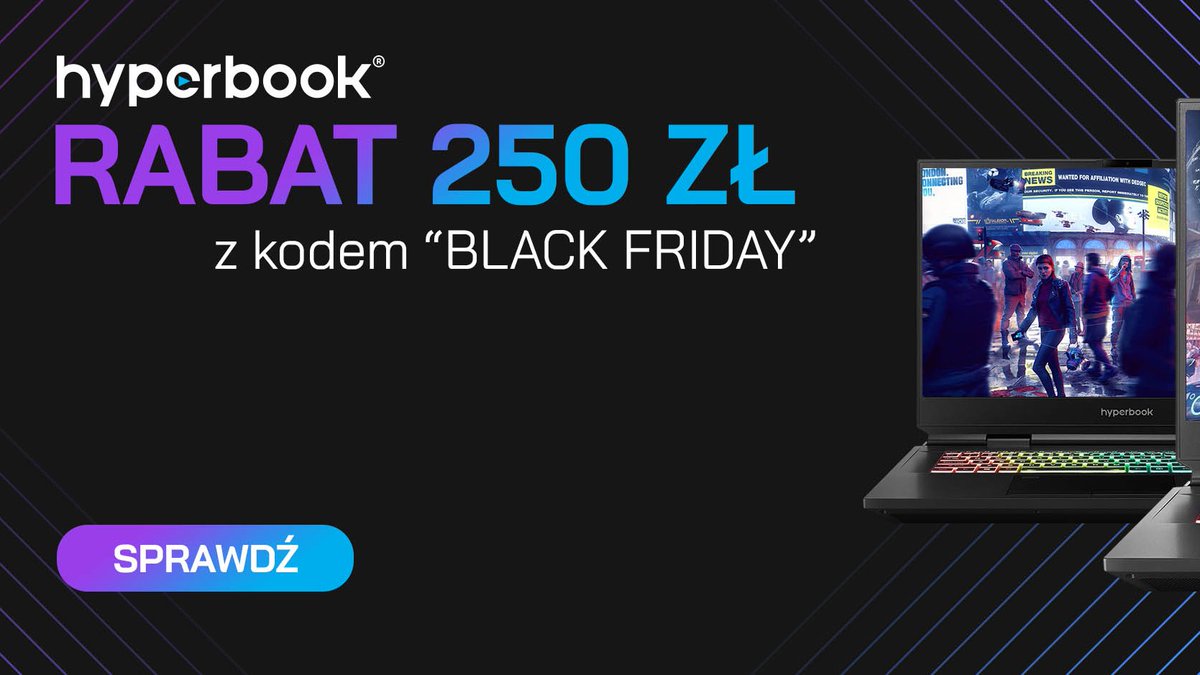 Hyperbook16's tweet photo. Z kodem rabatowym "Black Friday" Otrzymacie 250zł zniżki na każdy z naszych laptopów - również na te już przecenione 😮
UWAGA: Ilość kodów ograniczona!
➡️ https://t.co/GVg20HaOJM https://t.co/tdRJszXdFI