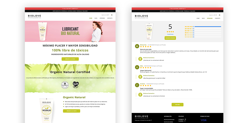 Montaweb's tweet photo. Os presentamos uno de nuestros proyectos más recientes: #biolove. Diseño de una web #ecommerce a medida que refleja los valores de su #marca y tiene coherencia visual con el mundo #eco. Una web amigable con el medio ambiente, que es la representación de su producto estrella. https://t.co/51zBLhM5oo