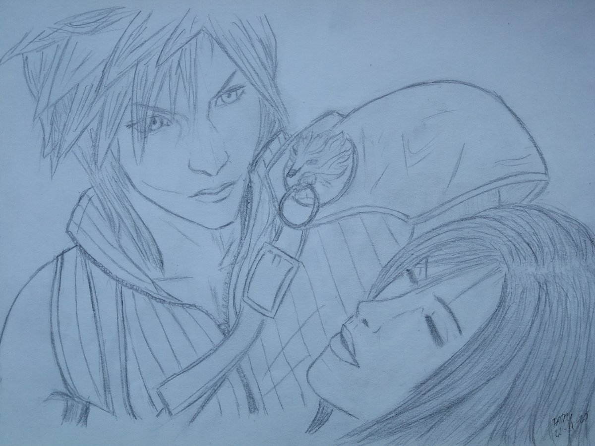 patri01011's tweet photo. This redraw from one scene of AC was intended to be finished for day 8 of #ClotiFallFestival2020. Although the event has ended, I post it likewise. 
I'm trying to learn how to do sketches the cleanest as possible without shadows.
#クラティ #Cloti #AlwaysCloti #FFVIIAC https://t.co/Ba2ZCb9rSl