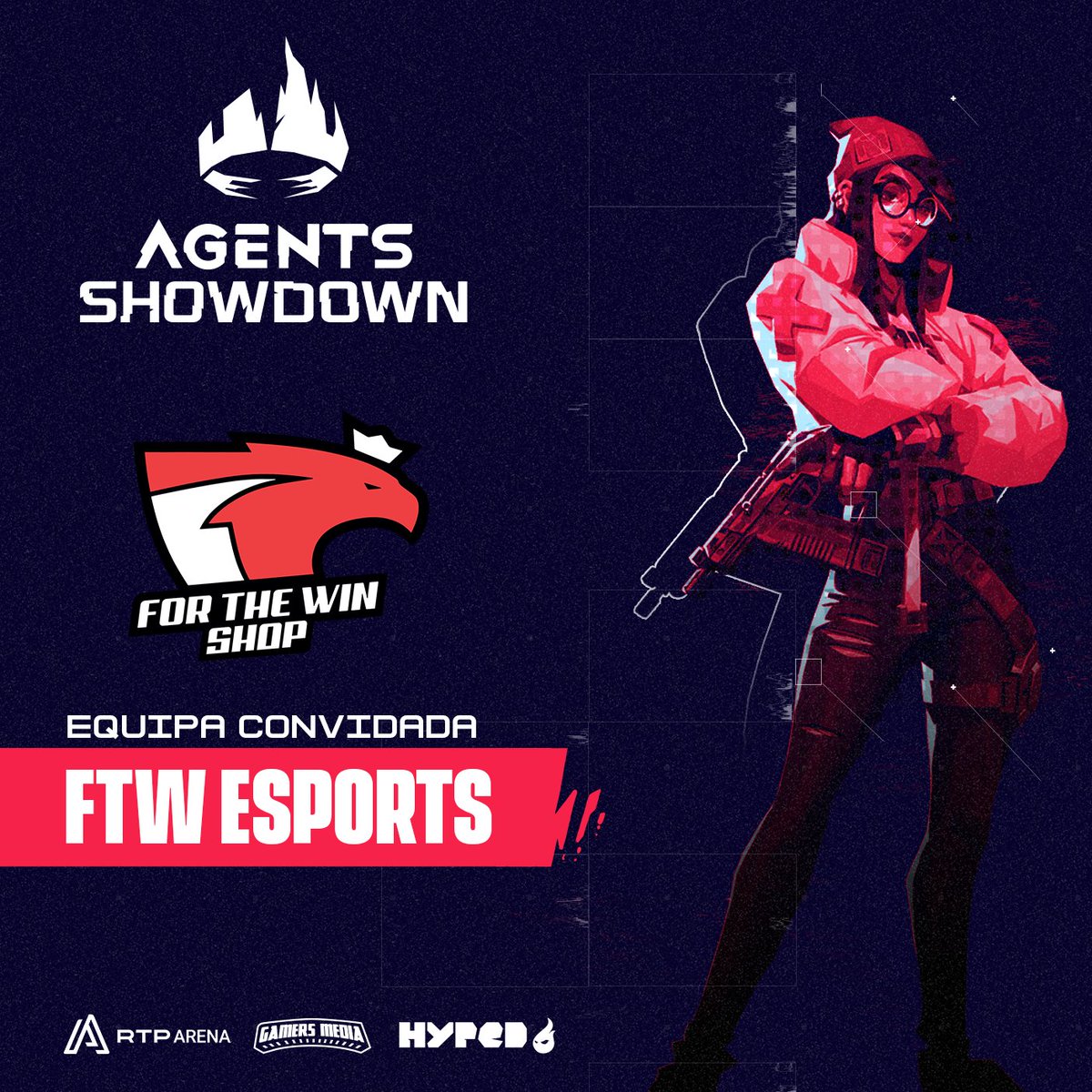 ⚔️ Hoje é dia de Agents Showdown <a href="/Valorant_PT/">VALORANT // PORTUGAL</a>!

🥳 A <a href="/ftwesports/">FTW | For The Win Esports</a>, a equipa do @TugaTV_ e que alcançou a final do último Agents, é a grande convidada para esta edição!

➡️ Ainda vais a tempo de te inscrever: hyped.at/agents4
