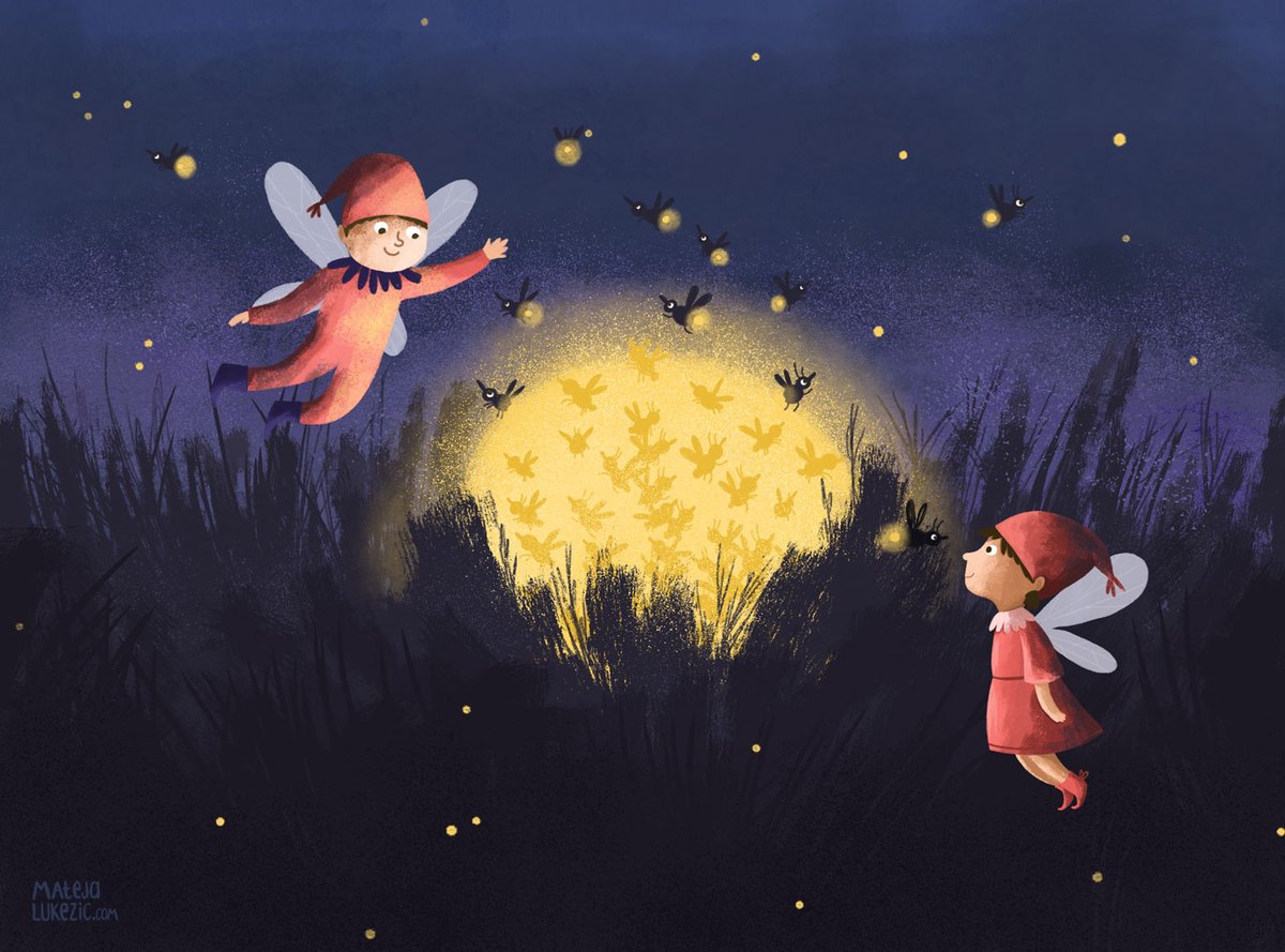 It happens once a year when the time is right, without a moon or a sun, not to warm or too cold. When the earth is going to sleep, and there is no sound, not even a little breath of a mouse. That is the time when little creatures are born.  #folktaleweek2020 #magicillustration