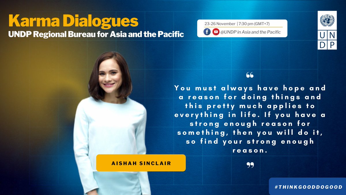 UNDPasiapac's tweet photo. #StartingTonight! 📹
@AishahJennifer is a TV & radio host📺, emcee, actor🎭, an environmentalist🌿, entrepreneur & devoted mother of two from Malaysia. This week she is the host of @UNDP's #KarmaDialogues.
See who she will be talking to 🔗https://t.co/dAyo43Ub5T https://t.co/T8M89ABB3n