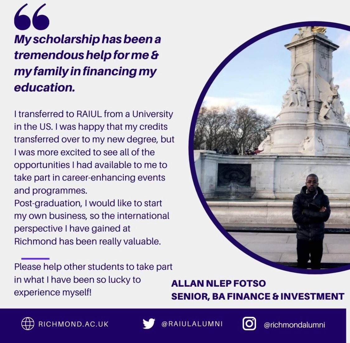 Just over a week left in our month-long giving campaign to support the International Student Mobility Fund. Please give at richmondalumnigiving.hubbub.net