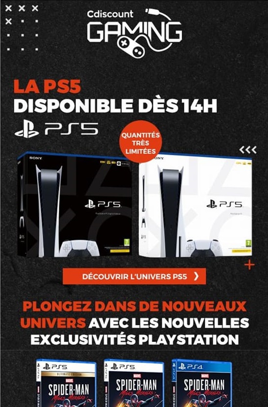 StationOfPlay's tweet photo. Des PS5 seront disponibles à 14h !
Voici le lien à rafraîchir en boucle pour ne pas les rater ! (liens désactivés par Cdiscount pour le moment)
Standard ► https://t.co/wVXIPxfuD1
Digitale ► https://t.co/zqscDADV1o https://t.co/oIoGxJEao8