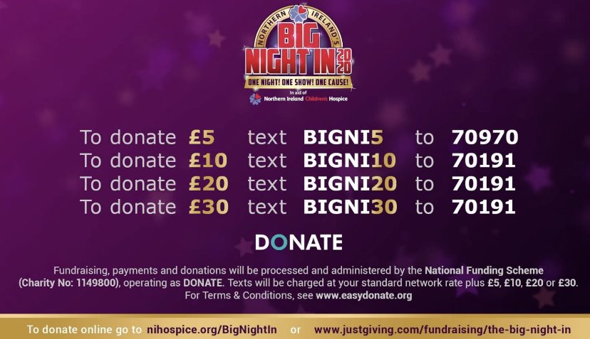 Bmenahospice's tweet photo. Ladies /Gents
If anyone wishes to donate now they can do so. They can donate by text or this is the just giving link

💜 https://t.co/nCF2DEAVCf

OR Donate @ NI Hospice link.

💜 https://t.co/bGn7twePTl https://t.co/8OSKSZVaD1