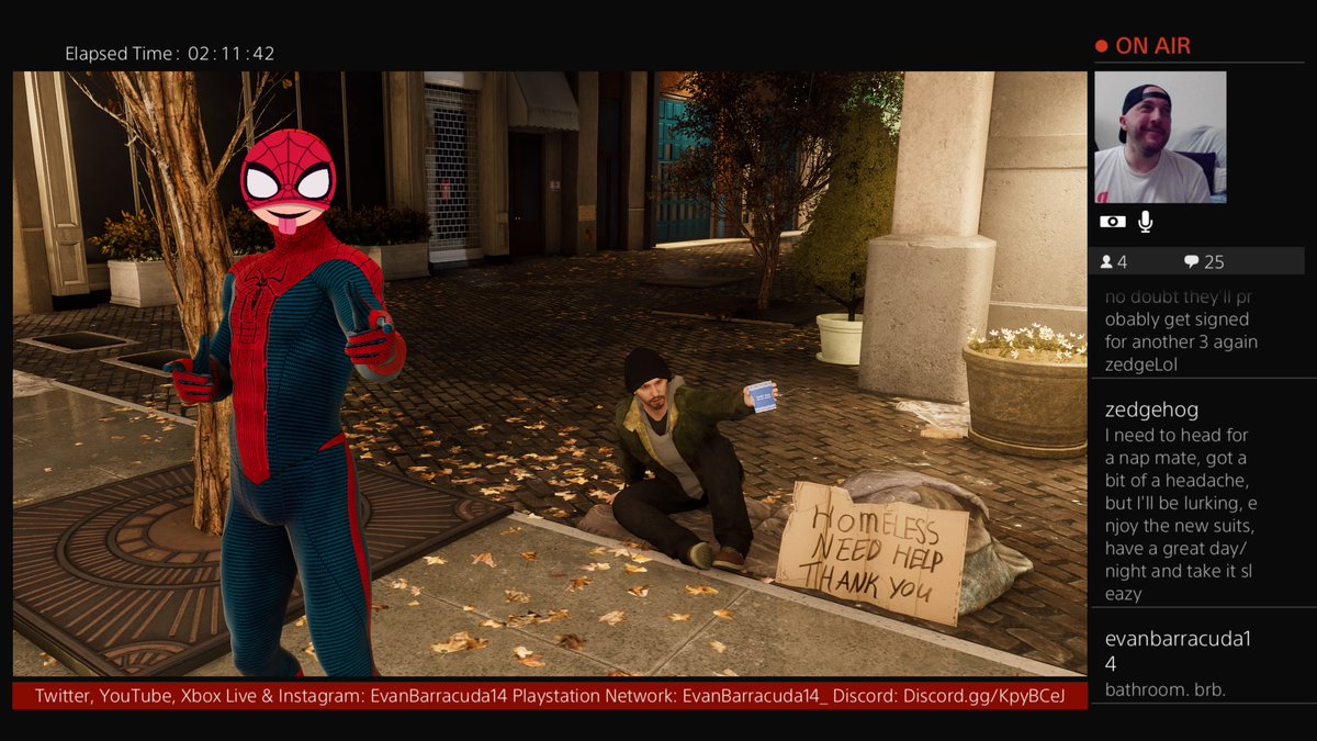 Spider-Man looking out for the homeless #PS4share @insomniacstudios @IGN @Twitch @SmallStreamSup @Streamshare4