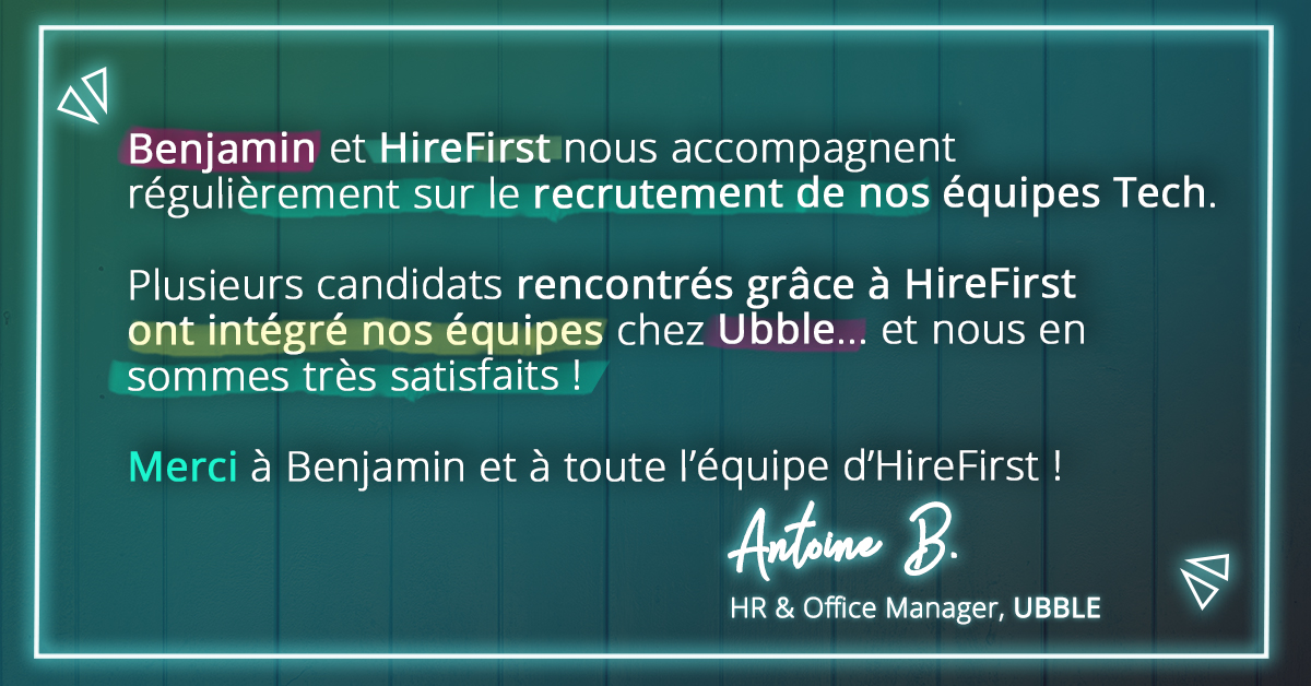 HireFirstTalent's tweet photo. #Recrutement - Merci à Antoine, #HR &amp; #OfficeManager chez https://t.co/2jHsy3lsvs, pour ce témoignage. Venez vérifier ! 
Accédez à +300 Profils #IT qualifiés et en recherche active durant 24H ! Un essai en totale autonomie, sans engagement et gratuit !👉 https://t.co/58vKmRkBNI https://t.co/OssTTsEpwP
