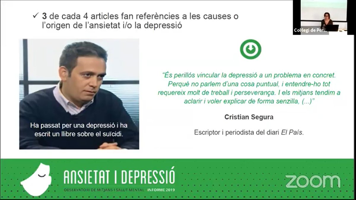 afsmte's tweet photo. El passat dijous 19 de novembre a les 11:30h, @AFMMTE  va estar present webinar de la presentació de L'observatori de Salut Mental i Mitjans de Comunicació, (Resultat de l'informe 2019: Ansietat i depressió). #salutmental #saludmental @noalestigma https://t.co/t8buBrFxgv