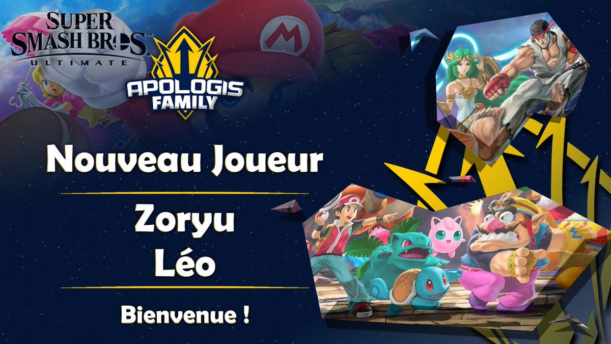 ApologisFamily's tweet photo. On souhaite la bienvenue à nos deux nouveaux joueurs #SmashBrosUltimate @josephubinks et @SsbuLeo !
On a hâte de voir vos futurs performances ! https://t.co/C5Cv7s7arM