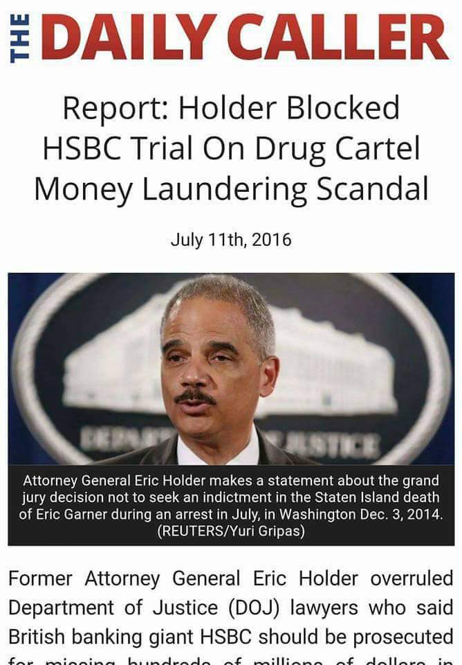 Hmmmm ERIC HOLDER the Attorney General under the Obama administration  .........well things are making more and more sense HSBC <---> Dominion voting system