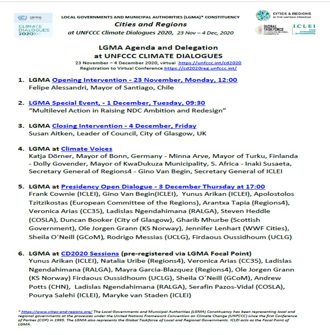 ICLEI_advocacy's tweet photo. TODAY #UNFCCC Climate Dialogues #CD2020 kicks-off, cities & regions via #LGMA constituency call for #MultilevelAction the new normal to #raiseambition #NDCs w/ @AlessandriFelip @minnaarve @SusaninLangside @katjadoerner @CoR_President & others - LGMA session on 1 Dec Tue at 09:30 https://t.co/tOKhzcXtZG