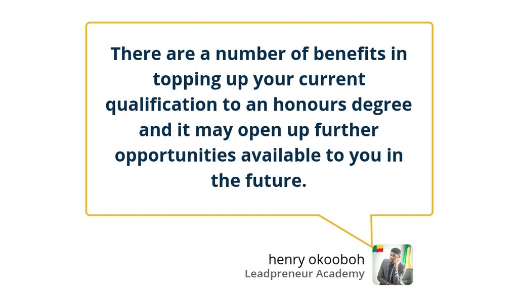 LeadpreneurA's tweet photo. Find out more about Distance Learning or simply view the Top-up courses available at Leadpreneur Academy.

Read the full article: HND TOP-UP DEGREE PROGRAM WITH LEADPRENEUR ACADEMY
▸ https://t.co/MXHJ4M98tH

#studyfortopupdegreeinbeninrepublic #leadpreneuracademy https://t.co/EXGANTupqv