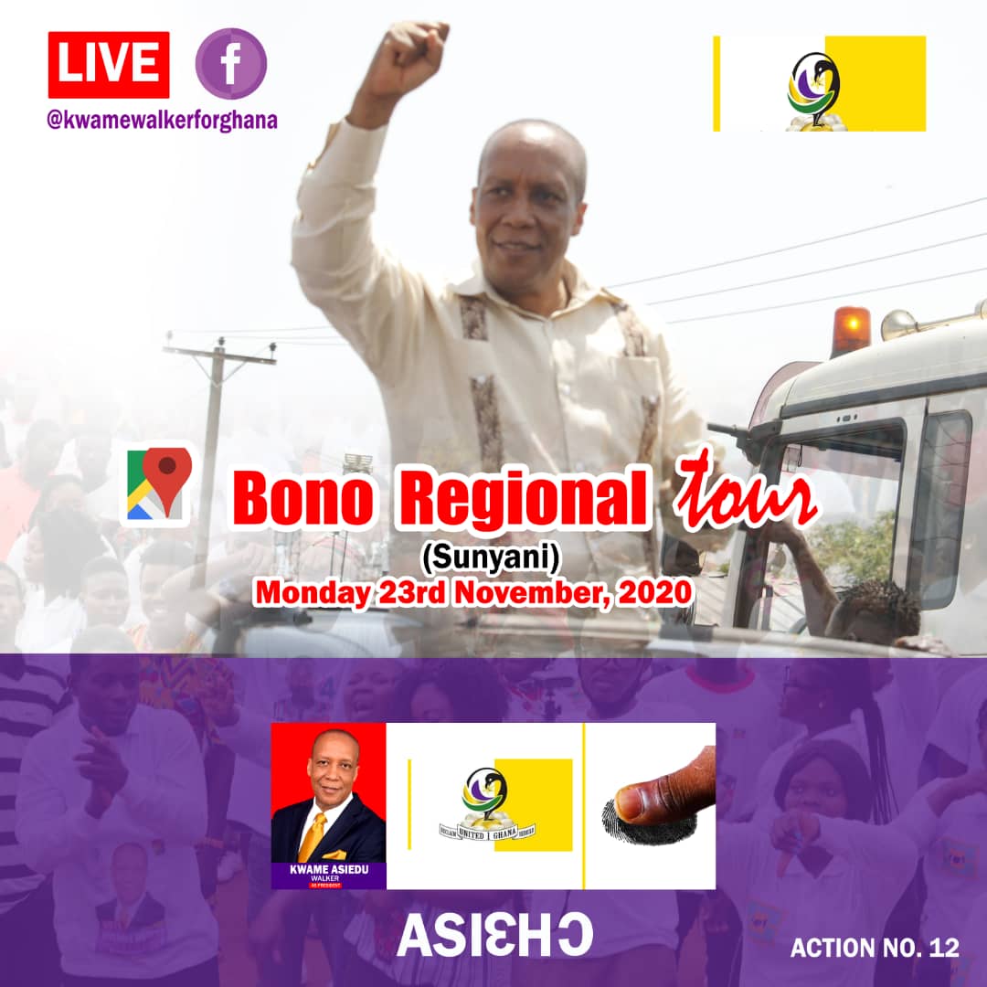 AsieduWalker's tweet photo. I am storming Sunyani today with m message of Hope for a New Ghana! 

#bonoregionaltour
#kwamewalkerforghana
#ChangeIsComing https://t.co/D03TWhgrx3