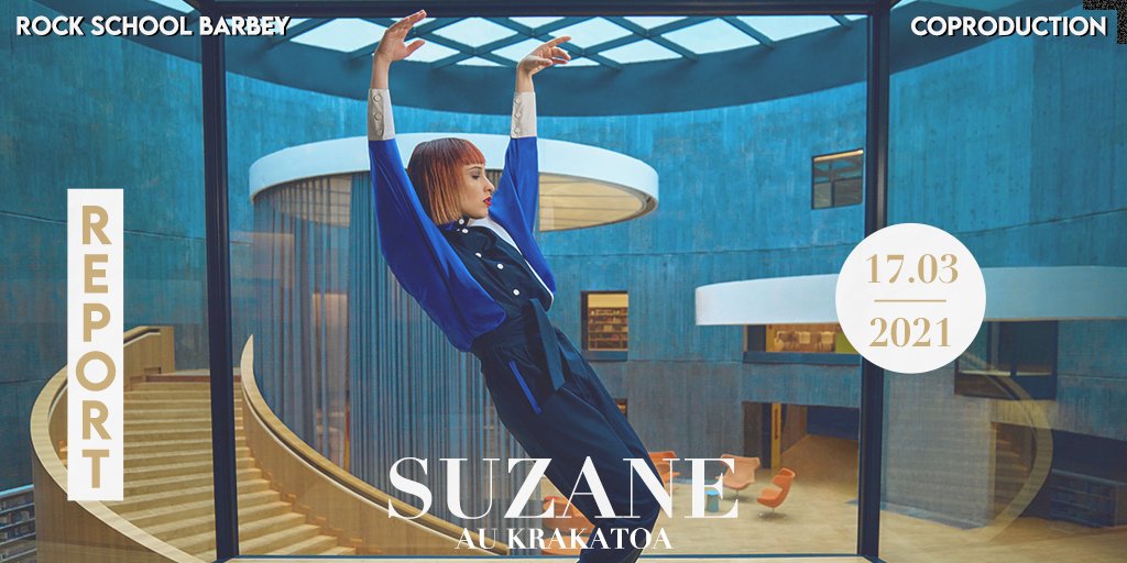 RS_Barbey's tweet photo. #ReportConcert
Le concert de @Suzanemusique au @Krakatoa_33 en co-production avec la Rock School #Barbey est reporté au 17 mars 2021.
Infos billetterie et remboursement 👉 https://t.co/dV5Mv9WgGi https://t.co/EdMcCprkgI