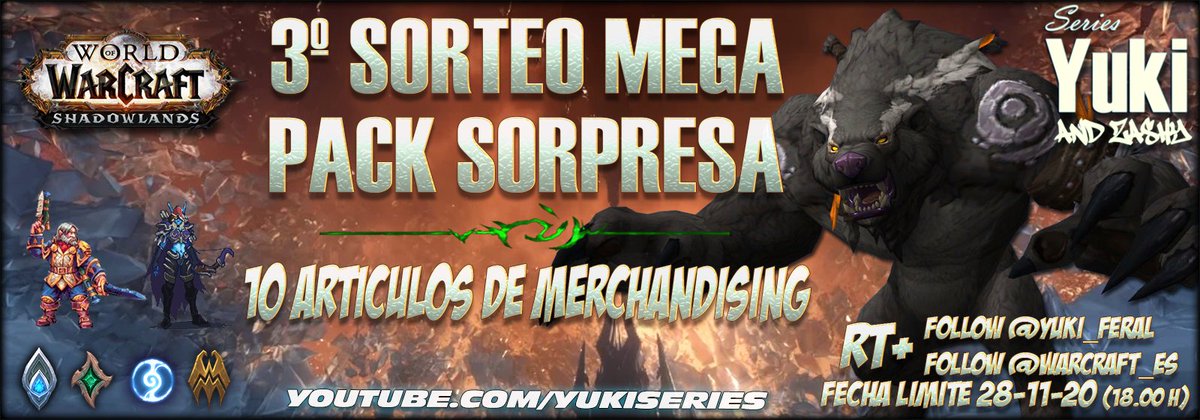 Yuki_Feral's tweet photo. ¡3º Sorteo MEGAPACK Sorpresa de #Shadowlands!

¡Gracias a @Warcraft_ES tenemos otro pack de 10 artículos!

⬇️⬇️

-Haz RT al tweet
-Follow @Yuki_Feral &amp; @Warcraft_ES
-Follow https://t.co/Vbpzfi9MKj
 
-Fecha límite: 28/11/2020 (18h)

** Envíos SOLO Península https://t.co/ON8Arwr4fq