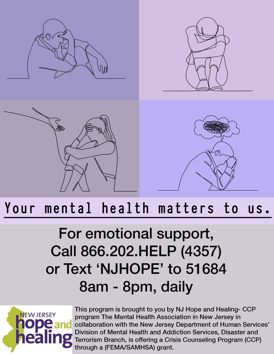 MHANJ1's tweet image. Everyone needs support. Reach out if you need to talk. #njhh #covidsupport #mentalhealthmatters #emotionalwellness @NJDHS