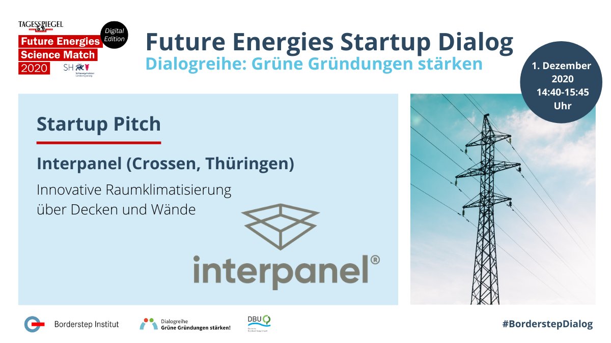 Borderstep Institute (@borderstep_org) on Twitter photo Ihre Vision: klimaschonende und gesunde Lebens- und Arbeitswelten. Ihr Ansatz: Innovative #Raumklimatisierung über Decken und Wände.
Lernen Sie im Startup Pitch beim Future Energies #Startup Dialog das Startup <a href="/interpanel_GmbH/">interpanel</a> kennen.
Jetzt anmelden: veranstaltungen.tagesspiegel.de/event/c91abdf6… Ihre Vision: klimaschonende und gesunde Lebens- und Arbeitswelten. Ihr Ansatz: Innovative #Raumklimatisierung über Decken und Wände.
Lernen Sie im Startup Pitch beim Future Energies #Startup Dialog das Startup <a href="/interpanel_GmbH/">interpanel</a> kennen.
Jetzt anmelden: veranstaltungen.tagesspiegel.de/event/c91abdf6…