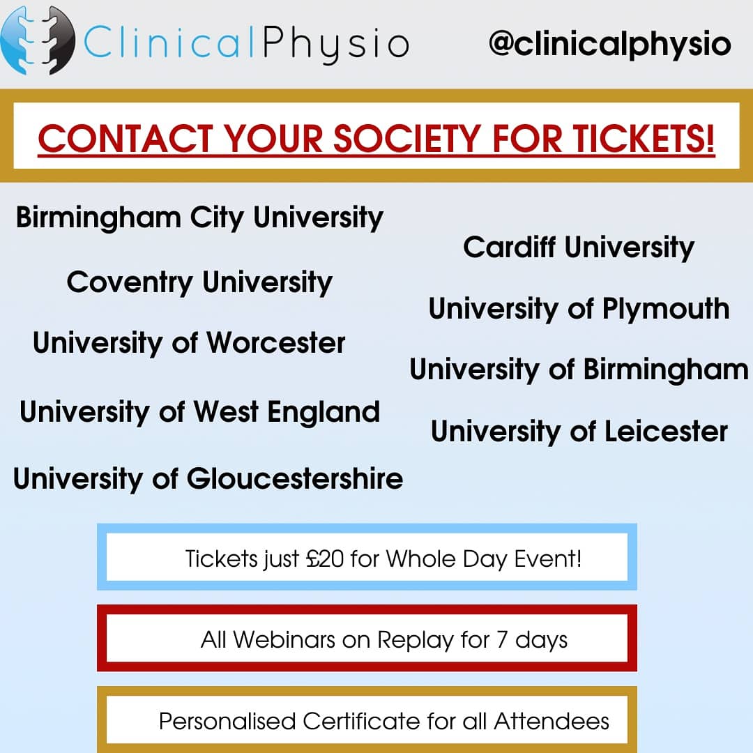Clinical Physio (@clinicalphysio) on Twitter photo 💥We are Privileged and Honoured to be running the UK WEST PHYSIO STUDENT CONFERENCE!!💥
For tickets: Contact your Society!
<a href="/bcuphysiosoc/">BCUPhysioSoc</a> <a href="/pacsociety/">PACS</a> <a href="/CUPhysios/">Coventry Uni Physios</a> <a href="/PlymUniPhysio/">University Of Plymouth Physio Society</a> <a href="/UowPhysio/">UOW Physio Society</a> <a href="/UoB_PhysioSoc/">University of Birmingham PhysioSoc</a> <a href="/uwephysiosoc/">UWE Physio Soc</a> <a href="/UoLPhysio/">UoL Physio Society- Student account</a> <a href="/UoGphysiosoc/">UoG Physio Society</a> 💥We are Privileged and Honoured to be running the UK WEST PHYSIO STUDENT CONFERENCE!!💥
For tickets: Contact your Society!
<a href="/bcuphysiosoc/">BCUPhysioSoc</a> <a href="/pacsociety/">PACS</a> <a href="/CUPhysios/">Coventry Uni Physios</a> <a href="/PlymUniPhysio/">University Of Plymouth Physio Society</a> <a href="/UowPhysio/">UOW Physio Society</a> <a href="/UoB_PhysioSoc/">University of Birmingham PhysioSoc</a> <a href="/uwephysiosoc/">UWE Physio Soc</a> <a href="/UoLPhysio/">UoL Physio Society- Student account</a> <a href="/UoGphysiosoc/">UoG Physio Society</a>
