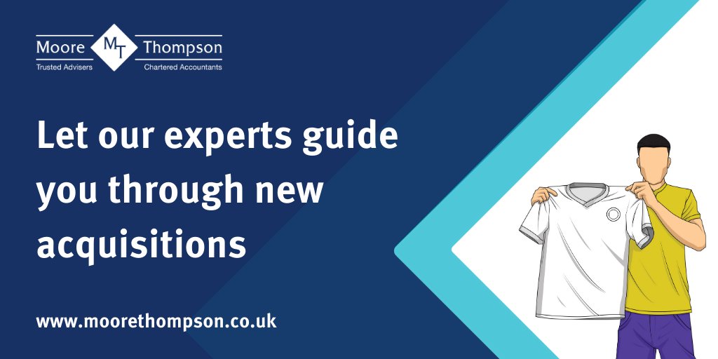 Just as in football, occasionally you need to bring in a new signing to take your team to the next level. 

At <a href="/moorethompson/">Thompson Moore</a>, we can support your business through all of your #acquisitions and #disposals.

Find out more at bit.ly/3kIpTBO