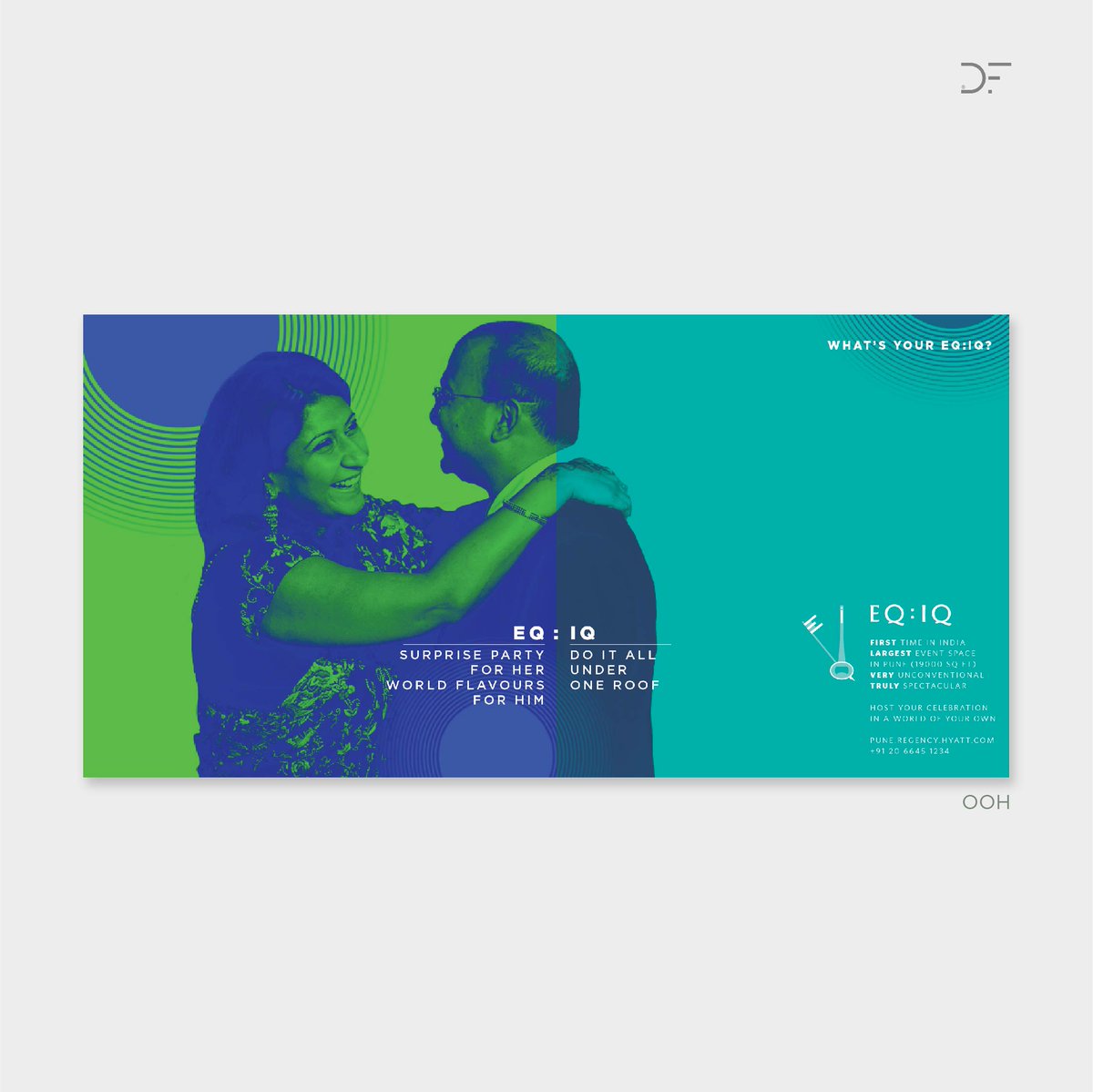 InDesignFoundry's tweet image. For the primarily outdoor-focussed launch campaign of EQ:IQ, the event space at Hyatt Regency Pune, we paired striking imagery with smart copy that showcased how a series of diverse celebrations (EQ) can be held “under one roof” (IQ)

#EQIQ #Hyatt #OutdoorMarketing #DesignFoundry