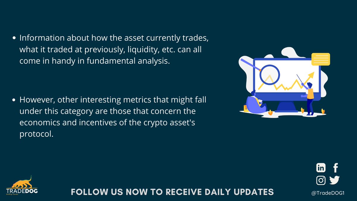 TradedogCrypto's tweet photo. What is Financial Metrics? ๐๐#learnwithtradedog
Information about how the asset currently trades, what it traded at previously, liquidity, etc. can all come in handy in fundamental analysis.
Likeโค๏ธ RT
#learncrypto #learntrading #learn #learning #learntrade https://t.co/u6qnP9fGjs