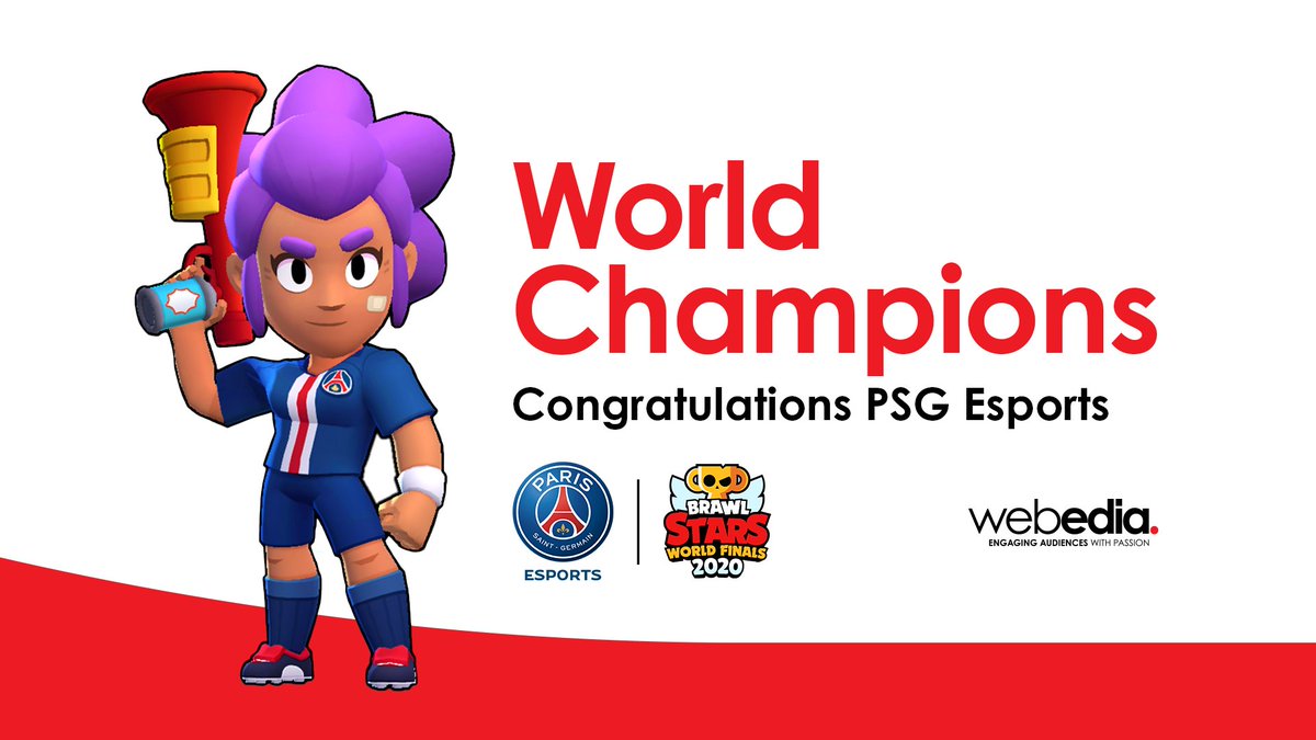 WebediaAsia's tweet photo. Congrats to the #Singapore based #BrawlStars team of @PSGeSports  for their World championship title ! 🔴🔵

We're adding a new breakthrough performance thanks to our unique in-house expertise of the Asia-Pacific Esports scene ! 🌏

#ICICESTPARIS https://t.co/je0Eu93JN4