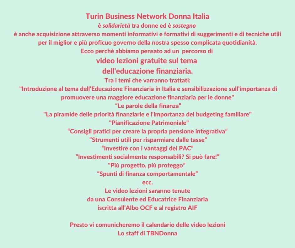 TurinBNDonna's tweet photo. 🔴 Nasce il progetto di #educazione #finanziaria per le #donne.

"Noi vi doniamo le informazioni e i consigli ma voi provate a mettere in pratica il cambiamento che sognate" 🙌 ❤️ https://t.co/lGv2ek3R1m