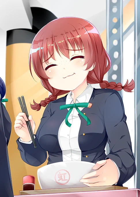 エマ「ん～ボーノォ♪」
果林「卵かけご飯好きね」
エマ「うん!大好き～」
  「果林ちゃんと初めて一緒に食べた思い出の味だもん」
果林「エマ・・・」
#虹ヶ咲 #エマ・ヴェルデ 