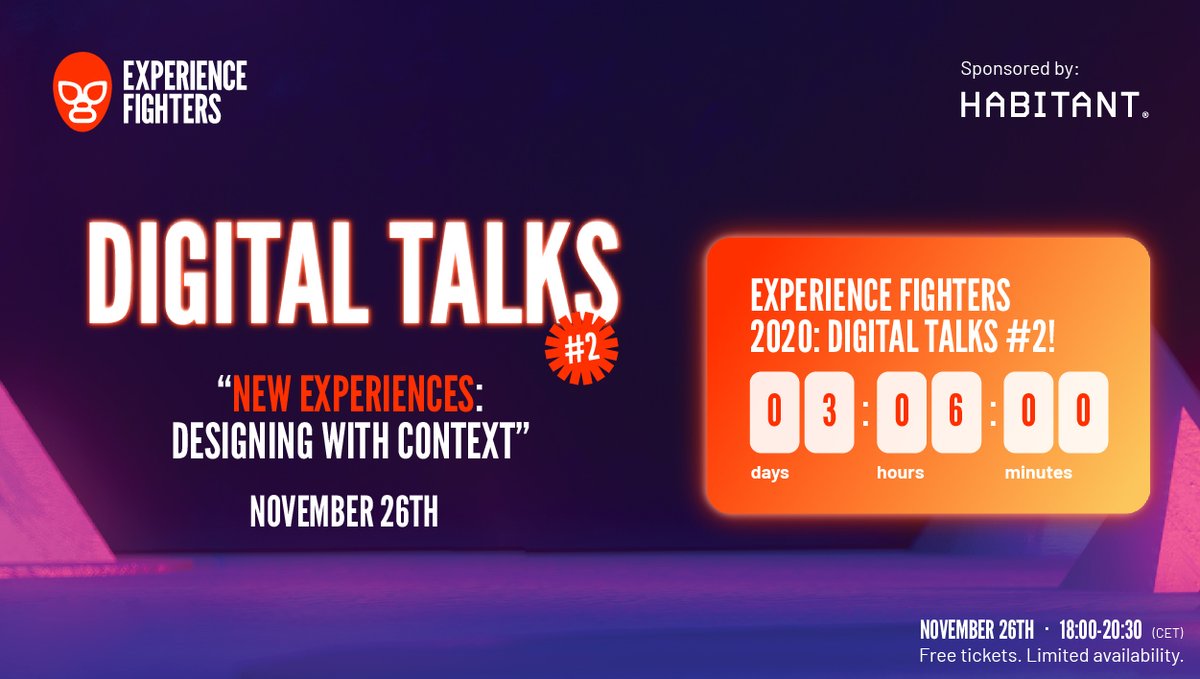 expfighters's tweet photo. 💥¡Quedan 3 días para #DigitalTalks2!
 
Deja que los mejores profesionales te cuenten las últimas tendencias en diseño e innovación y aprende a adaptar tus ideas al contexto actual el próximo 26/11 a las 18:00 CET 🕡
 
👉Regístrate gratis en https://t.co/f2SrpxhFzc https://t.co/omfhBoY7od