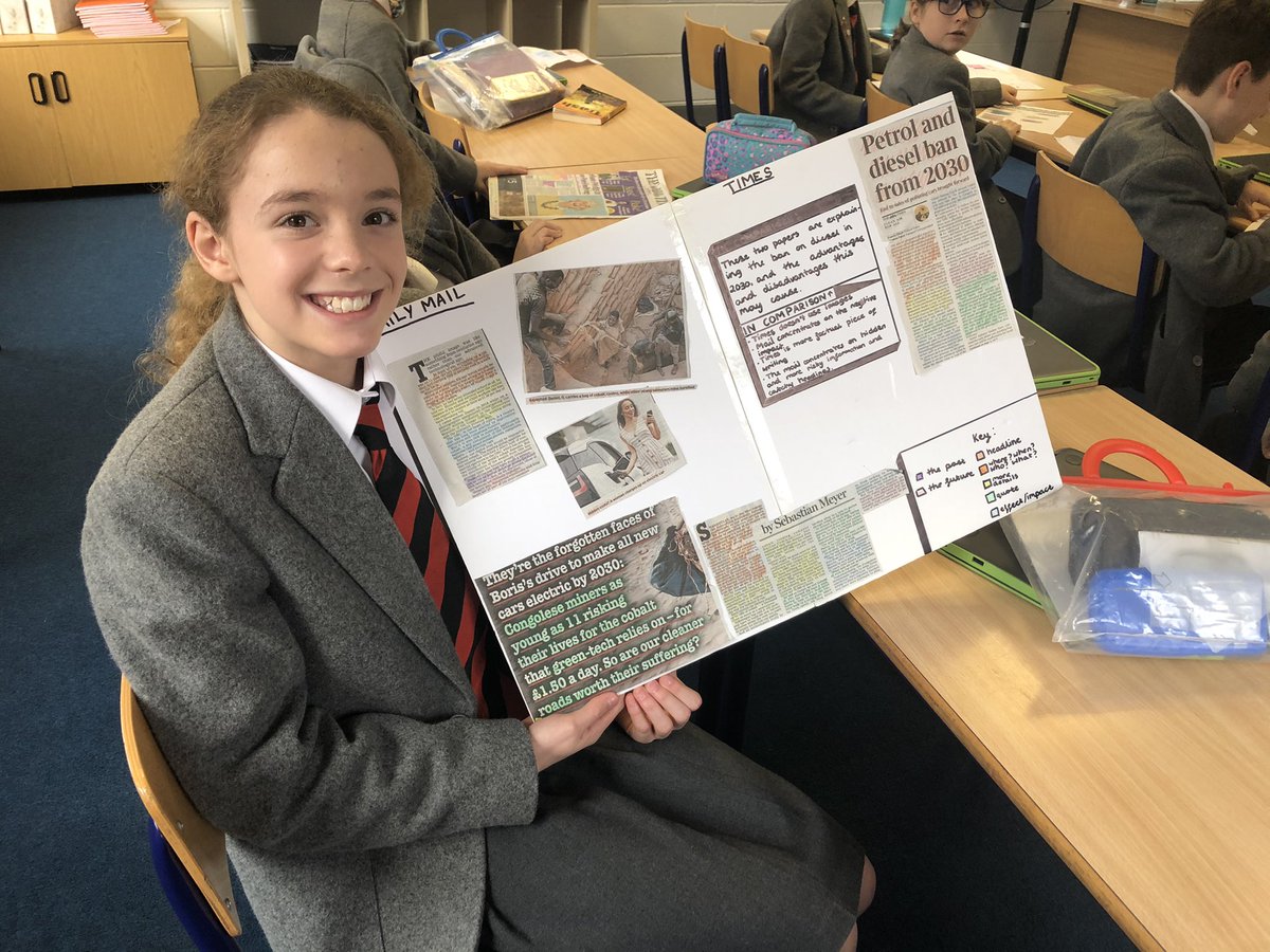 BGS_EnglishDpt's tweet photo. Year 7 have been working on understanding how newspaper articles are constructed and then writing a report of their own #buddingjournalists #learningwithoutlimits https://t.co/g32bobeLqX
