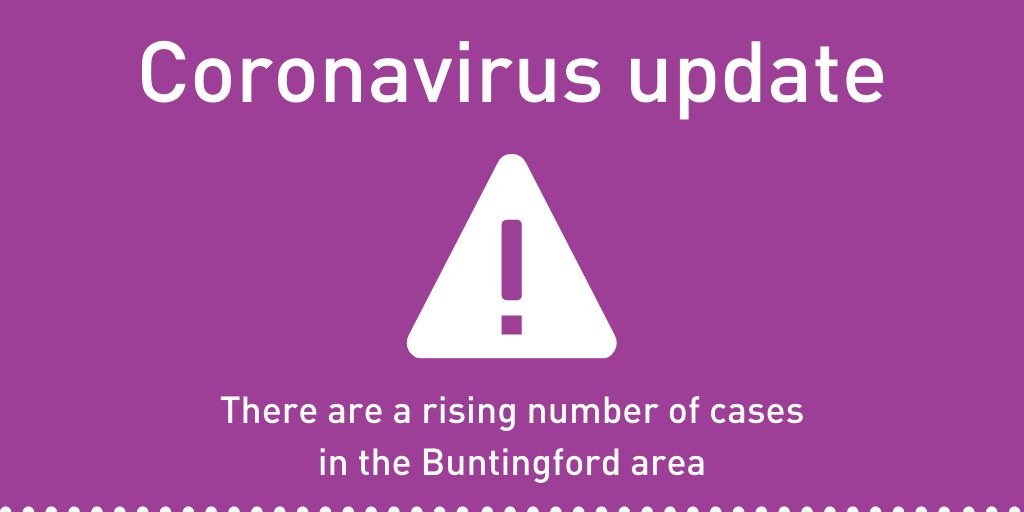 hertscc's tweet photo. Cases of coronavirus in Buntingford have risen in recent weeks, please remember to play your part and stay at home as much as possible to avoid stricter measures when the current restrictions end on 2 December. 
For more information: https://t.co/NAlTbt3goB https://t.co/wsNMFvcLTk