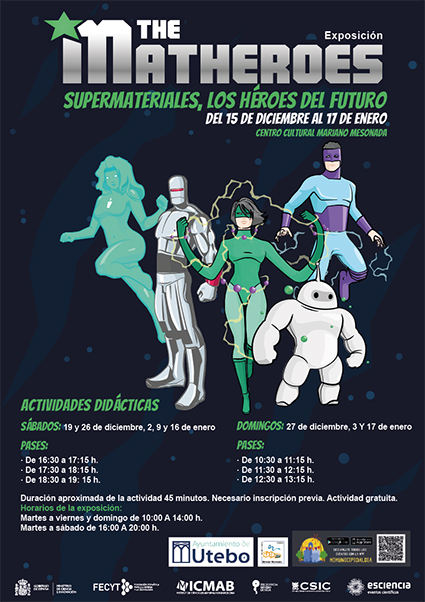 ESCIENCIA's tweet photo. Los #Matheroes del @icmabCSIC estarán en el Centro Cultural Mariano Mesonada de Utebo del 15 de diciembre al 17 de enero de 2021
¡Atentos proque traen sorpresas!
✨Actividades escolares
✨Juego de escape virtual
✨Talleres presenciales para familias
✨Realidad aumentada https://t.co/qTnF72cvPY