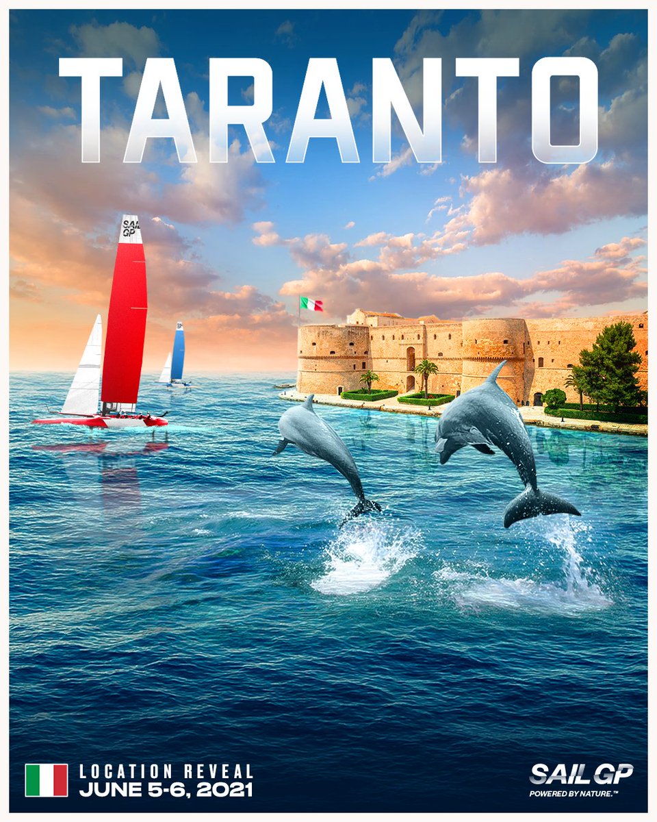 SailGP's tweet photo. Thrilled to reveal two new venues to kick off SailGP Season 2: Bermuda 🇧🇲 and Taranto, Italy 🇮🇹 #TarantoGP #BermudaGP #HamiltonPrincess #PoweredbyNature

Read more 👇
https://t.co/eswE6xL6e2 https://t.co/ZmsRoL3Lr8