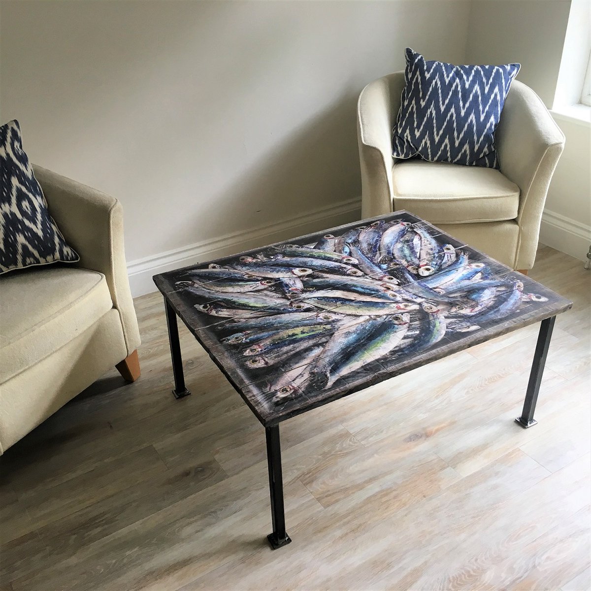 DTonnison's tweet photo. Furniture or art? Both. One of my large wood panel prints becomes a coffee table, with a handcrafted iron base. Follow me on Instagram for more details: https://t.co/Z6kl9dlNdQ 

#ceramic #raku #beautifulart #handmade #wallart #reclaimedwood #mixedmedia #coffeetable #furniture https://t.co/eiIxEEfK8V