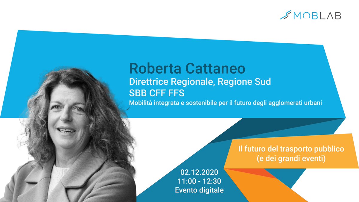 MobLabSwiss's tweet photo. 🔜 Risponderà alle nostre domande Roberta Cattaneo, direttrice regionale FFS - Regione Sud
⚡️ MobLab21x, 2 dicembre 2020, 11:00-12:30
Iscrizioni: https://t.co/QsuFdIX4WL 

#moblab #ticino #switzerland #suisse #conference #mobility #transportation #sustainable #railway #future https://t.co/wDkUG4cHRs