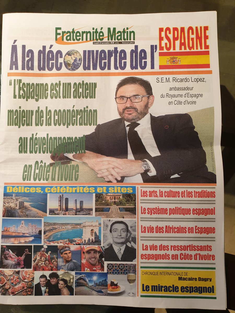 RLAranda's tweet photo. Aujourd'hui, supplément dédié à l'Espagne à #FratMat, avec une contribution spéciale du directeur de l'@InstCervantes, @lgm_com et des sections sur l'économie, la technologie, le tourisme, le sport, les arts, la gastronomie.... À ne pas rater ! @AECID_es @MAECgob @RafaSorianoO https://t.co/zeH4sT85V8