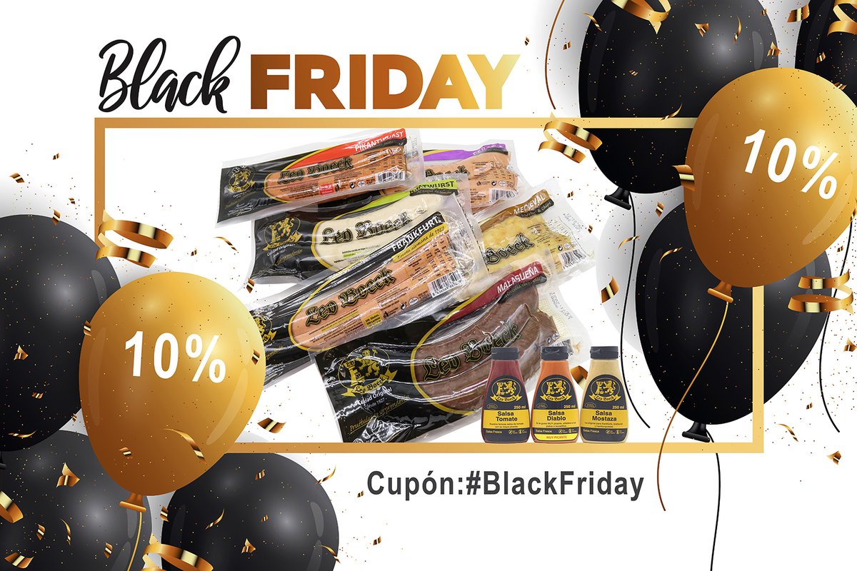 Nosotros también tenemos Black Friday, pero toda la semana.

Con el cupón: #BlackFriday tenéis un 10% de descuento en nuestra web leoboek.com. Tenemos las mejores SALCHICHAS estilo alemán y del país y las mejores hamburguesas, SIN GLUTEN, sin lactosa y sin glutamato.