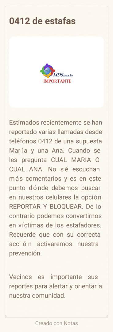 MDS_Santafe's tweet photo. Seamos precavidos y alerta a tus vecinos para que no sean víctimas de los estafadores. https://t.co/CN6f9kg58i