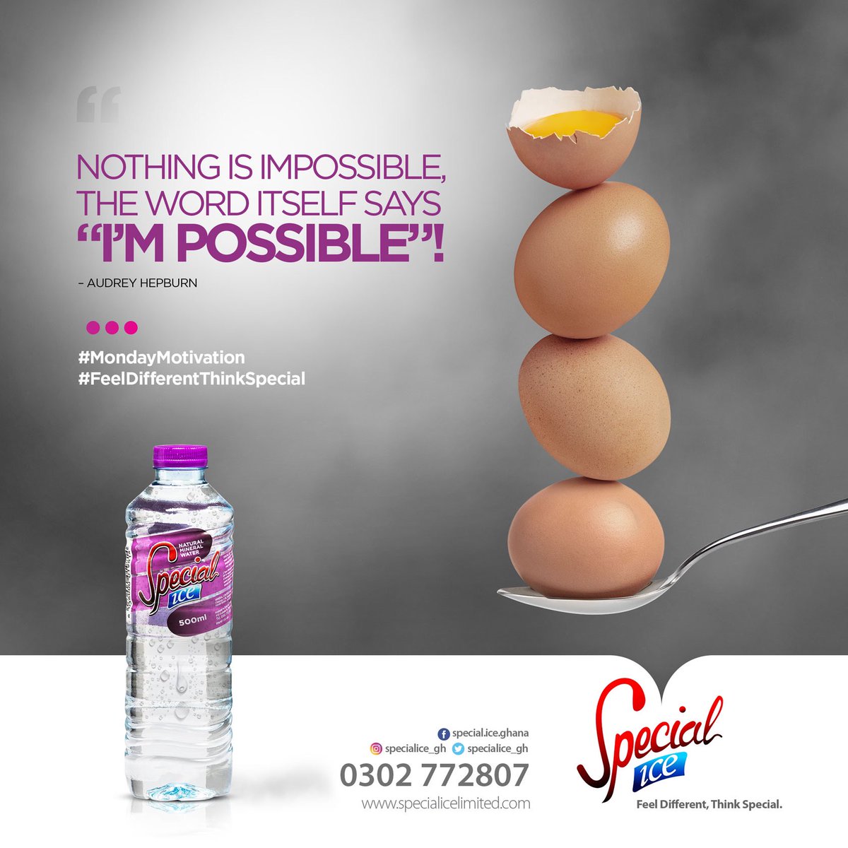 SpecialIce_gh's tweet photo. Happy New Week!
#MondayMotivation
#FeelDifferentThinkSpecial
#SpecialIce
#DrinkSpecialIce https://t.co/4tpIRKl56S