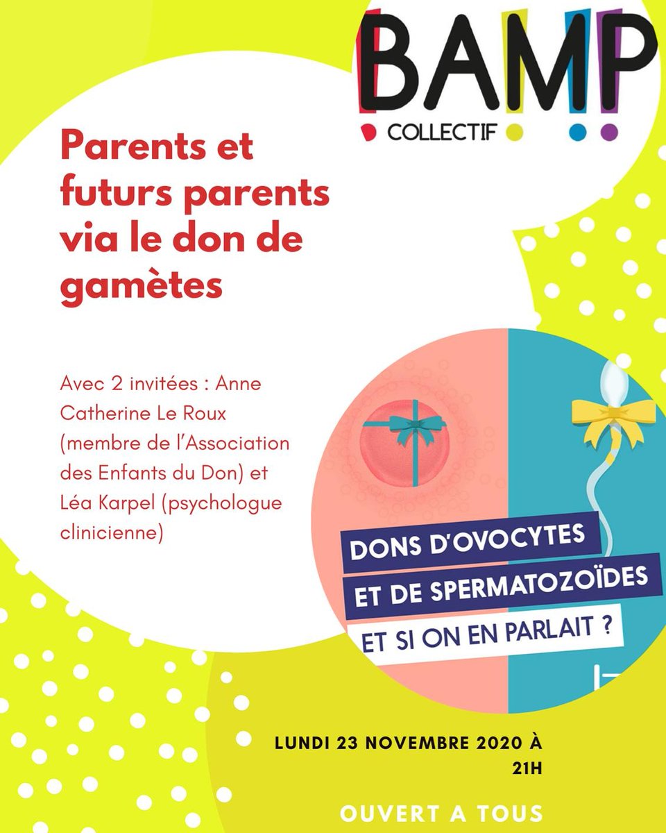 CollectifBAMP's tweet photo. Ce soir à 21 heures
#dondegamètes #donovocytes #doubleDon #donspermatozoïdes #donembryons
@ag_biomedecine https://t.co/bVdXNxEBAf