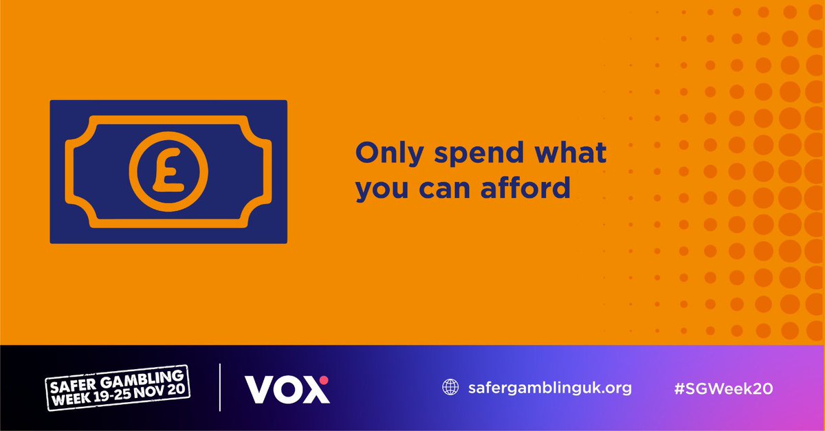 VoXWallet's tweet photo. When gambling online it is important that you only spend what you can afford.

Whether you are placing that Weekend Football Accumulator or taking to the wheels for a spin on Roulette, discipline and money-management are paramount.

#gamblingindustry  #SGWeek20 https://t.co/HnyoCnwjyK